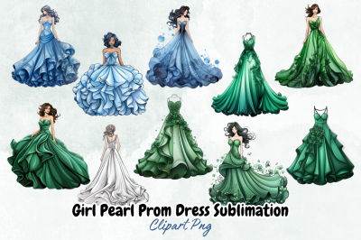 Girl Pearl Prom Dress Sublimation