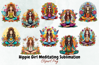 Hippie Girl Meditating Sublimation