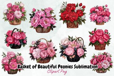 Basket of Beautiful Peonies Sublimation