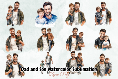 Dad and Son Watercolor Sublimation