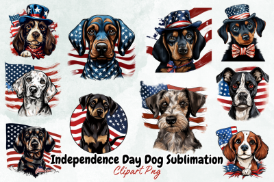 Independence Day Dog Sublimation Clipart