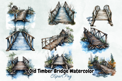 Old Timber Bridge Watercolor Sublimation