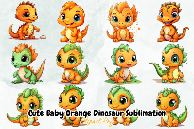 Cute Baby Orange Dinosaur Sublimation