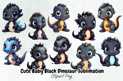 Cute Baby Black Dinosaur Sublimation