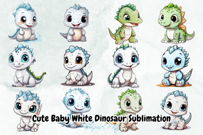 Cute Baby White Dinosaur Sublimation