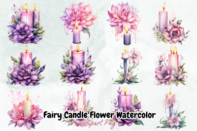 Fairy Candle Flower Watercolor Clipart