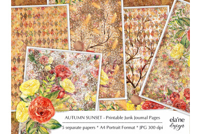 Autumn Sunset Printable Junk Journal Pages