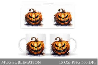 Pumpkin Halloween Mug Sublimation. Halloween Mug Wrap Design