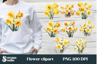 Flower daffodils clipart design bundle