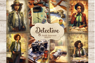 Detective Collage Sheet | Black Woman Junk Journal Paper