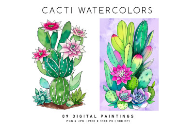 Cacti Watercolors