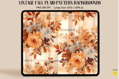 Vintage Fall Flowers On Plaid Background