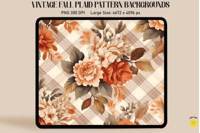 Vintage Fall Flowers On Plaid Background