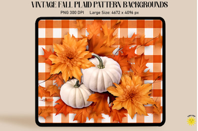 Fall Plaid With Maple Leaves And Pumpkin