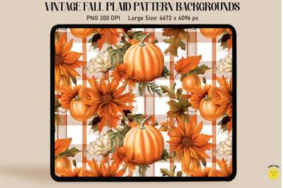 Fall Plaid With Maple Leaves And Pumpkin