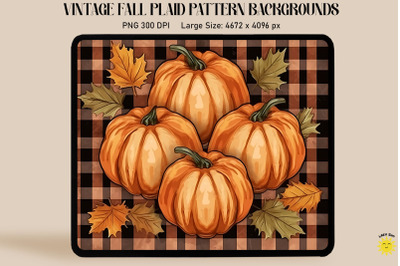 Fall Plaid With Maple Leaves And Pumpkin