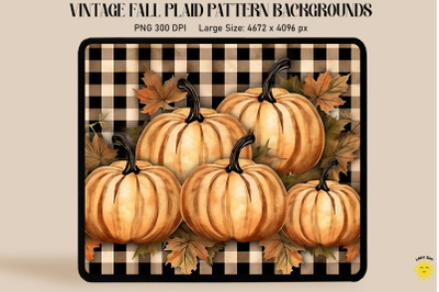 Fall Plaid With Maple Leaves And Pumpkin