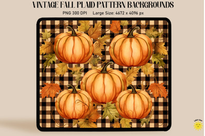 Fall Plaid With Maple Leaves And Pumpkin