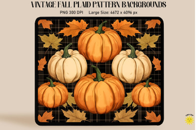 Fall Plaid With Maple Leaves And Pumpkin