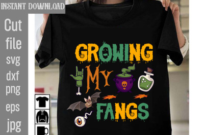 Growing My Fangs SVG cut file&2C;Halloween SVG Bundle&2C; Retro Halloween Bu