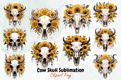 Cow Skull Sublimation Clipart Bundle