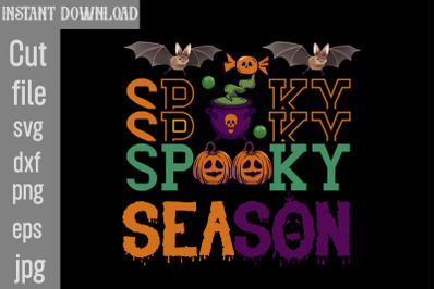 Spooky Season SVG cut file&2C;Halloween SVG Bundle&2C; Retro Halloween Bundl