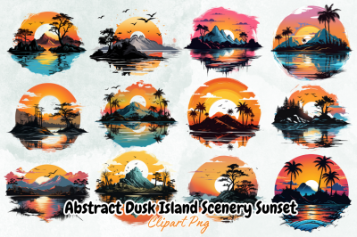 Abstract Dusk Island Scenery Sunset