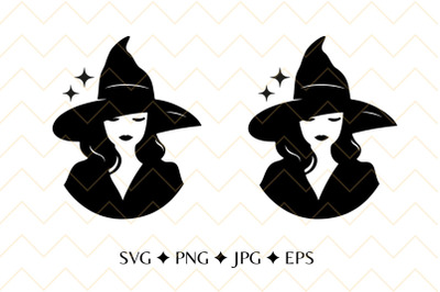 Charming Witch Silhouette Portrait SVG