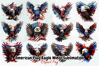 American Flag Eagle Wings Sublimation