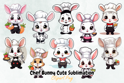 Chef Bunny Cute Sublimation Clipart