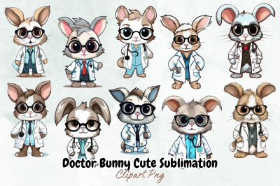 Doctor Bunny Cute Sublimation Clipart