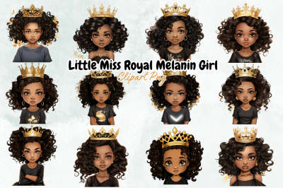 Little Miss Royal Melanin Girl Clipart