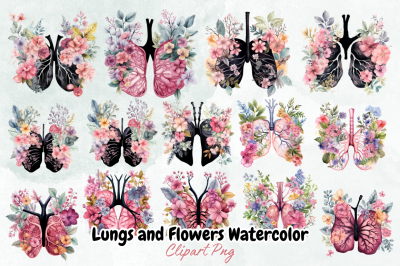 Lungs and Flowers Watercolor Sublimation