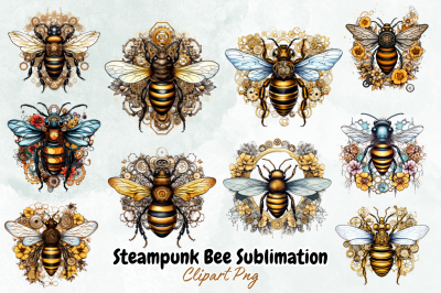 Steampunk Bee Sublimation Clipart