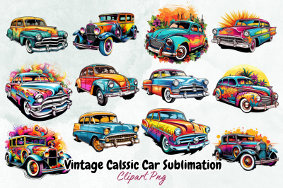 Vintage Calssic Car Sublimation Clipart