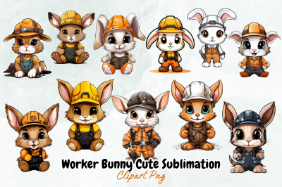 Worker Bunny Cute Sublimation Clipart