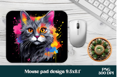 Animal mouse pad sublimation | Rainbow cat mousepad PNG