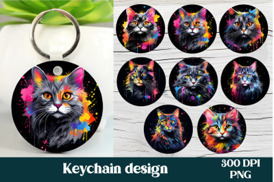 Rainbow cat keychain bundle | Animal keychain PNG