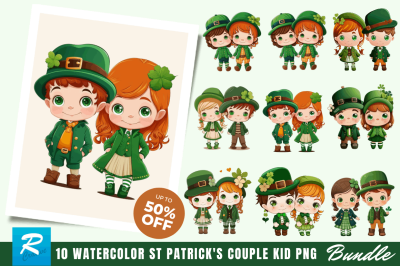 St Patrick&#039;s Day Couple Kid Cute Clipart design