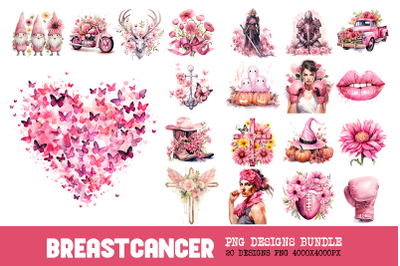 Breast Cancer Pink Flowers Bundle