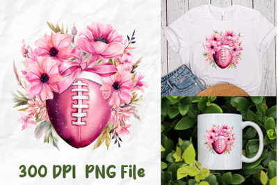 Breast Cancer Flower American Football