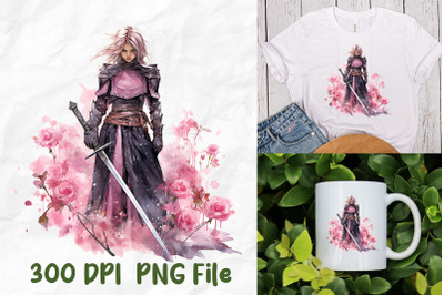 Breast Cancer Pink Girl Warrior Sword