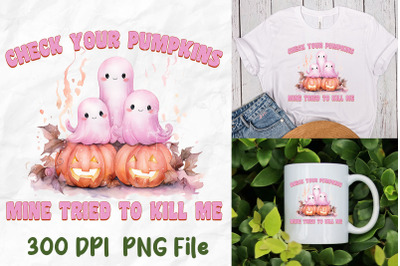 Check Your Pumpkins Pink Boo Pumpkin