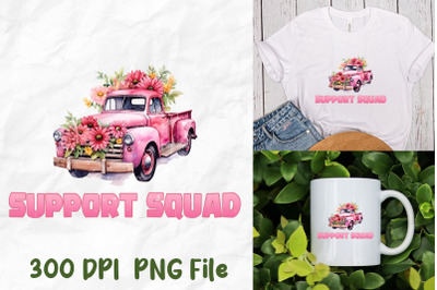 Support Squad Retro Vintage Truck Flower