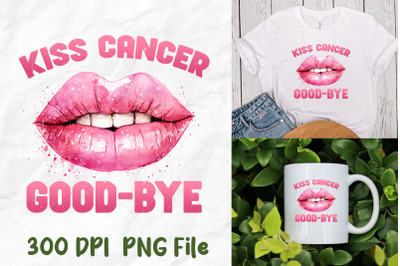 Kiss Cancer Goodbye Pink Glitter Lips
