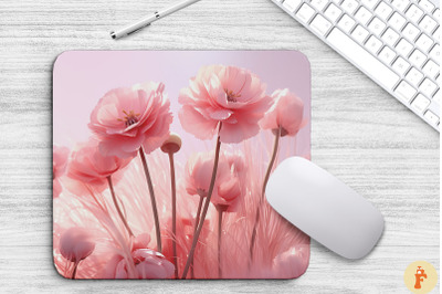 3D Pink Flowers Mouse Pad Design