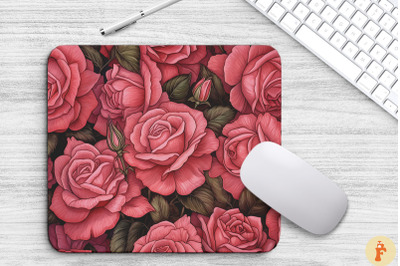 Hand Drawn Pink Roses Mouse Pad Design