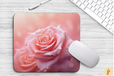 Romance Pink Rose Mouse Pad Design