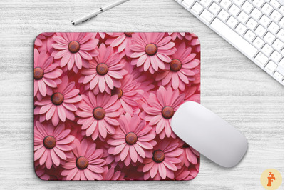 3D Pink Daisy Mouse Pad Design