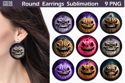 Pumpkin Halloween Round Earrings | 3D Pumpkin earrings